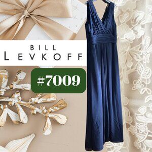 Navy Chiffon Gown by Bill Levkoff #7009 (SIZE 10) READ DESCRIPTION CAREFULLY